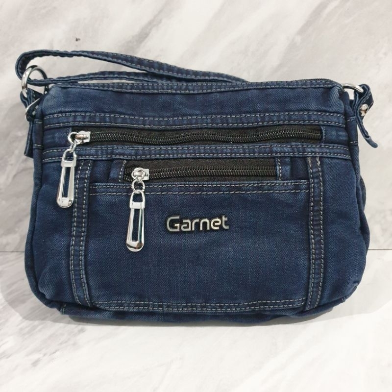 tas selempang wanita bahan jeans denim