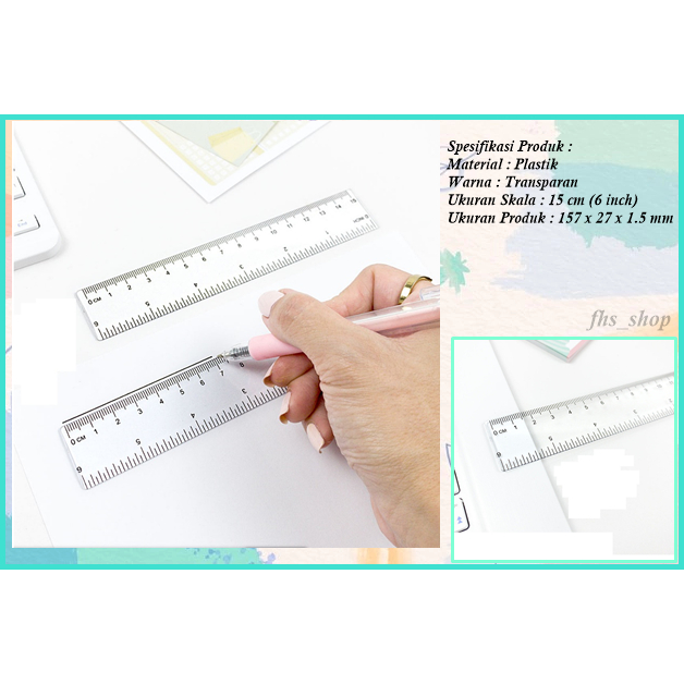 

Penggaris Plastik Transparan Penggaris Aesthetic Penggaris Lucu Simple Clear Ruler Stick 15 cm