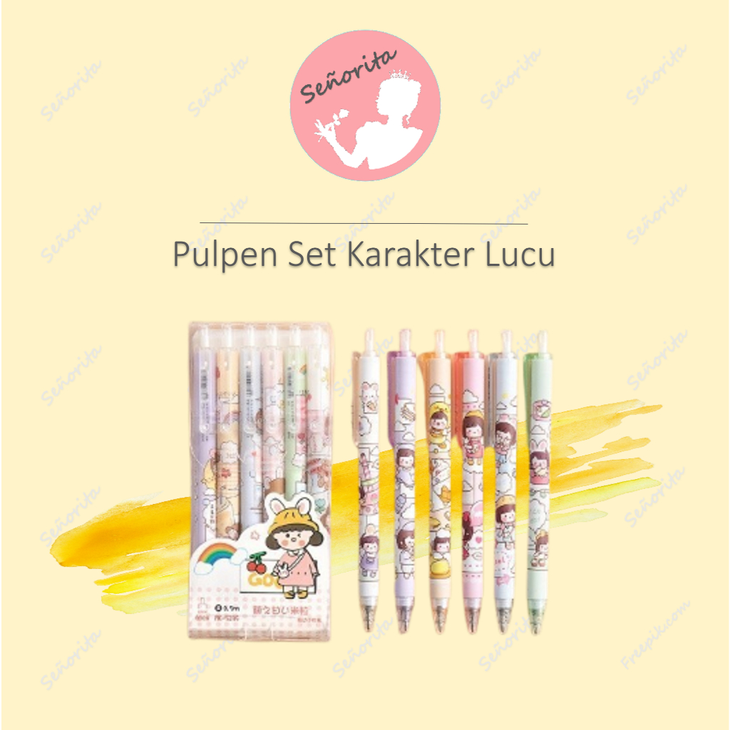 

ACC Set Pulpen Mekanik isi 6pcs Bolpoin Gel RANDOM