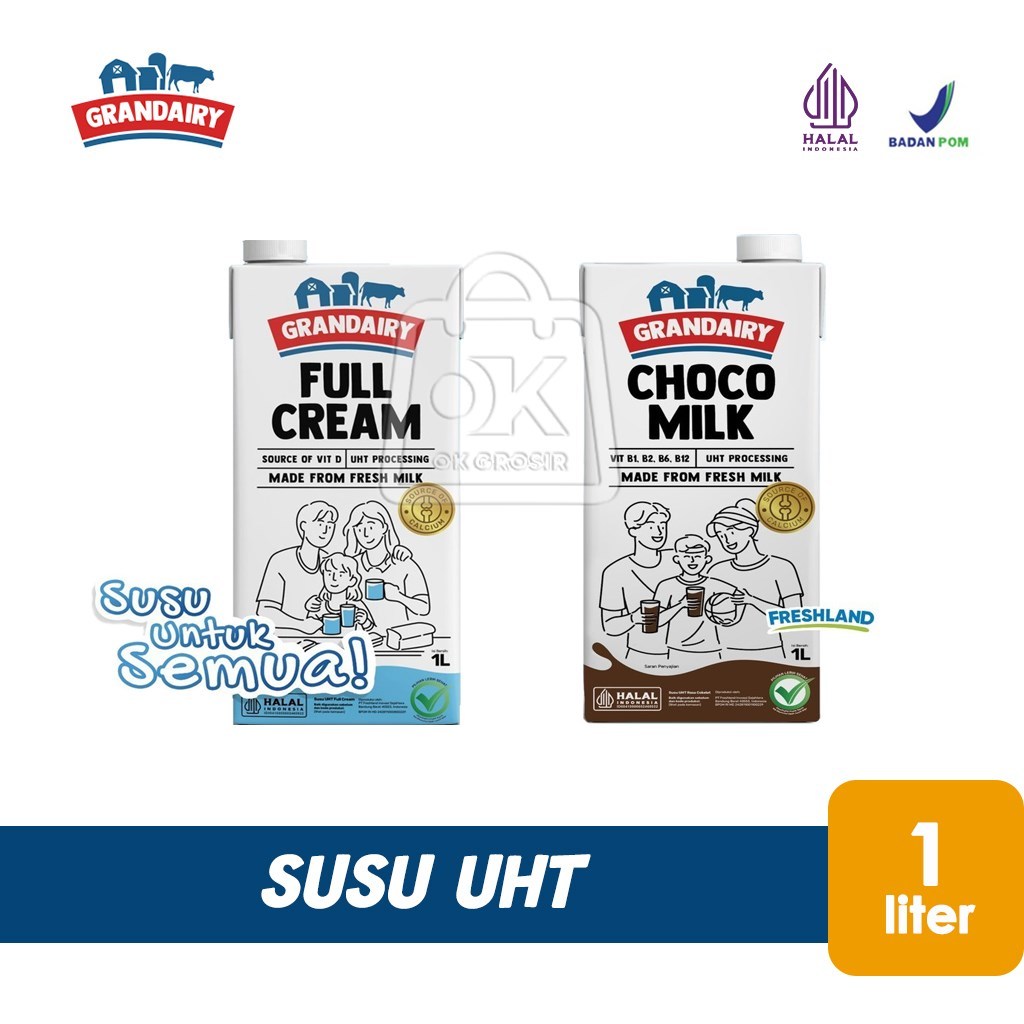 

Susu UHT Full Cream / Coklat Grandairy Lebih Creamy untuk Minuman (1 Liter)