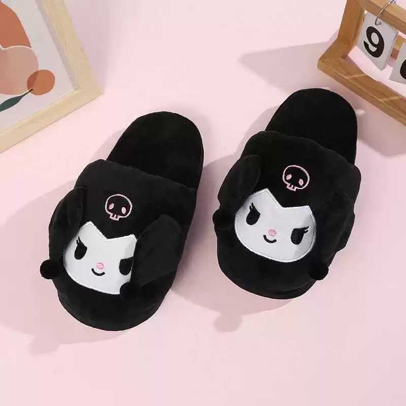 Sendal Sandal Rumah Bulu Slop Telinga Bisa Gerak Lucu Melody Kuromi