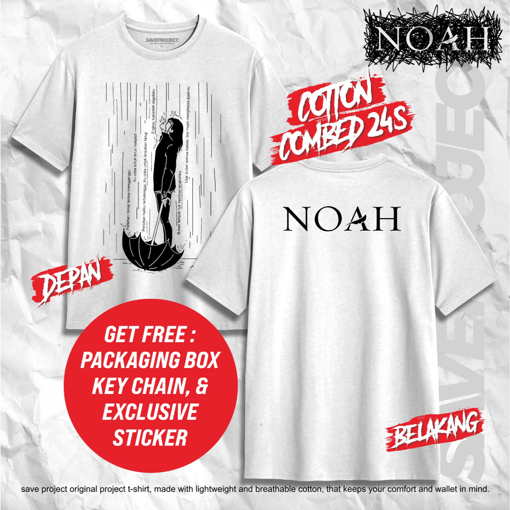 SAVE Project | T-Shirt NOAH "MENGHAPUS JEJAKMU" Artwork | Kaos NOAH | NOAH Merchandise | Kaos Distro
