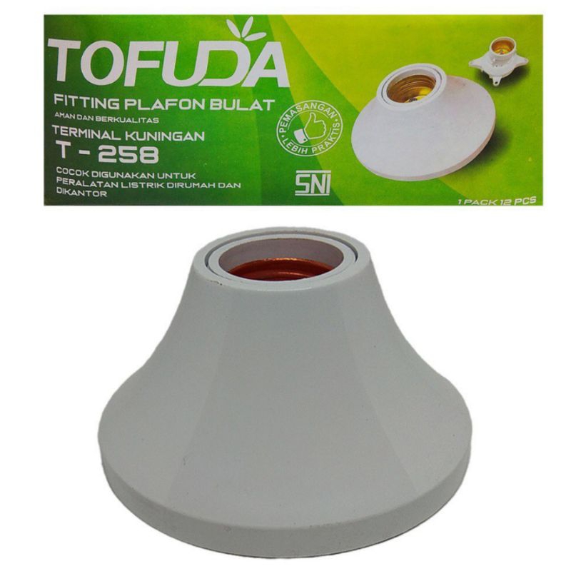 Fitting Plafon / Fitting Lampu Putih TOFUDA T-258/ Fitting Lampu Ukir Putih Tofuda T-685