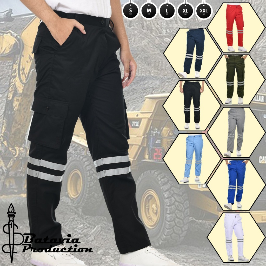 Celana Wearpack Safety K3 Lapangan Proyek Tambang Bengkel Pria Wanita Setelan Seragam Kerja Bawahan 