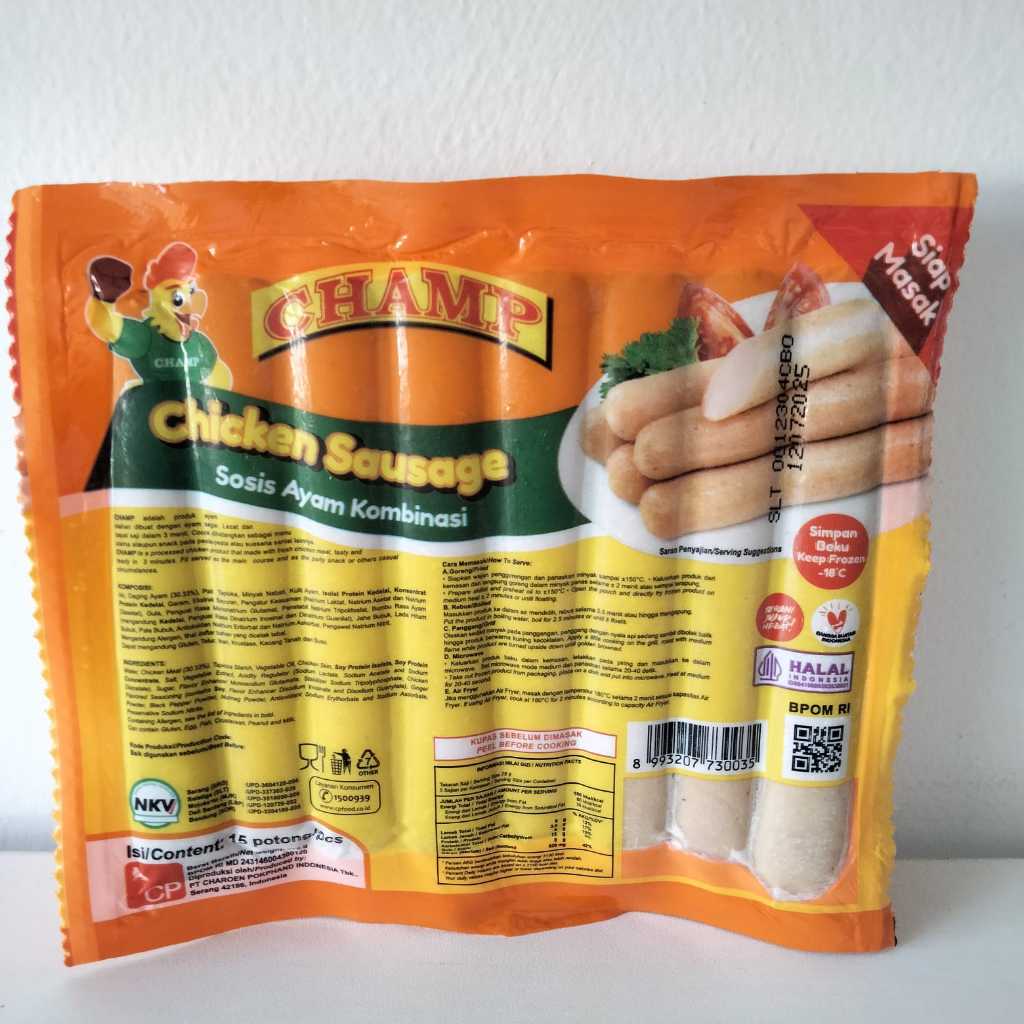 

Champ Chicken Sausage isi 15pcs 375gr Sosis Ayam - Festive Frozen Food