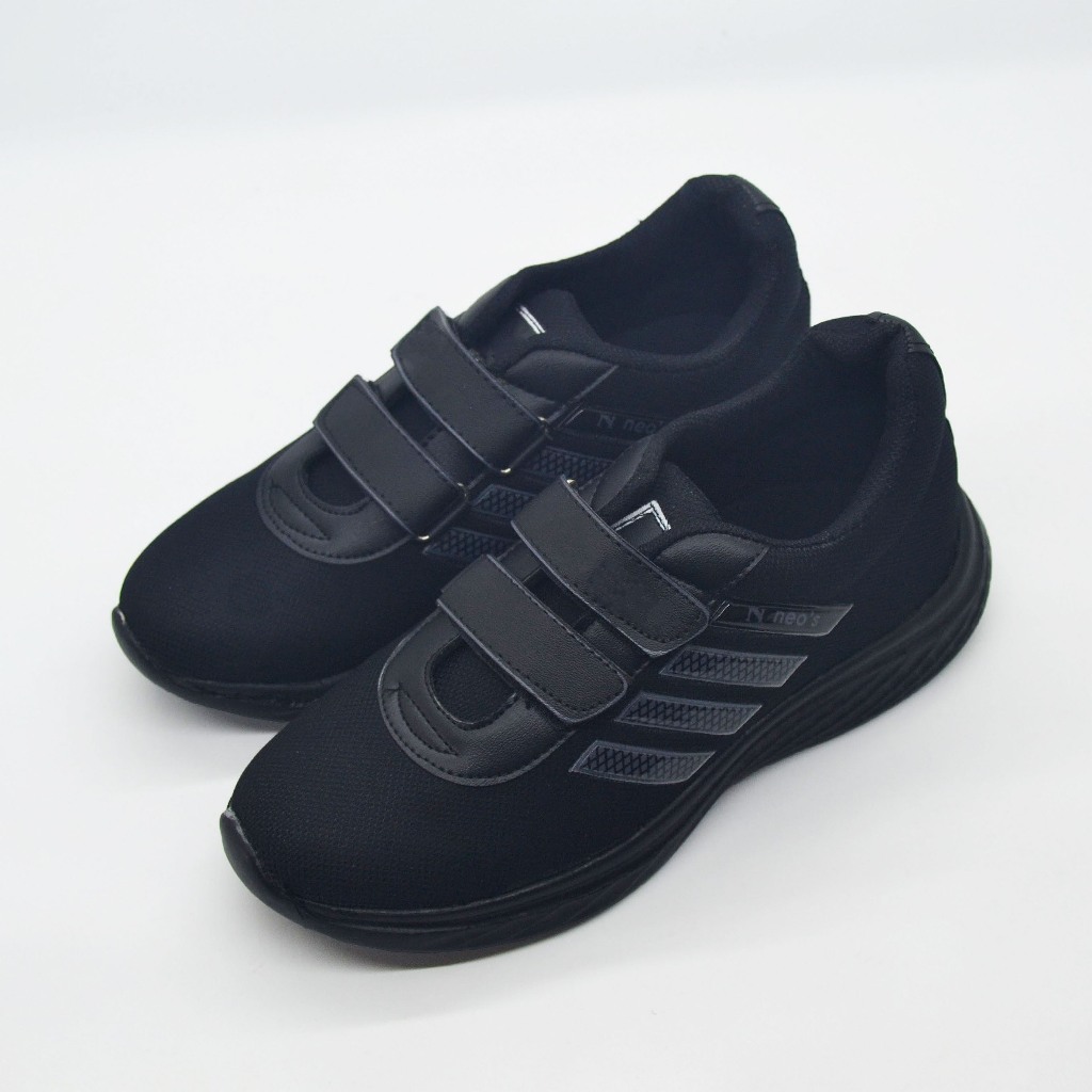 Sepatu sekolah anak keknian hitam polos / sepatu sekolah sneakers cewek cowk tk sd