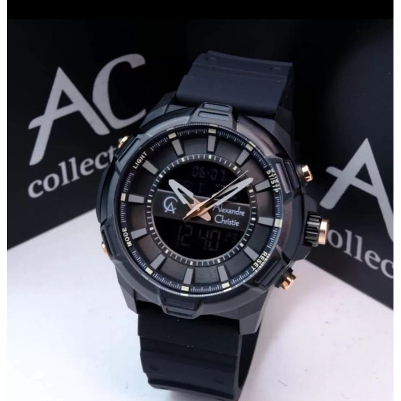 ALEXANDRE CHRISTIE JAM TANGAN PRIA AC 9375 /AC9375 BLACK TOMBOL GOLD