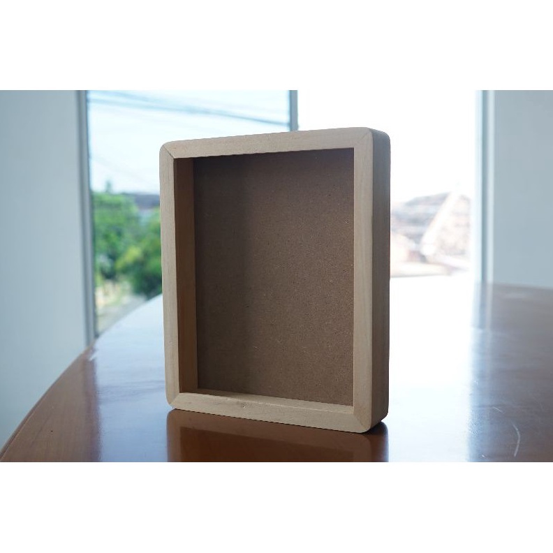 KODE R3J Pigura KayuFrameBingkai ukuran 12r 3x4cm sudut tumpul 3D Kaca AcrylicTERMURAH
