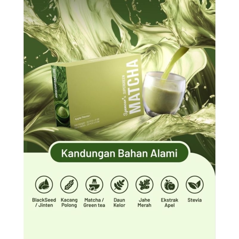 

Spencer's Matcha Apel Supergreen Premium - 1 box 20 sachet