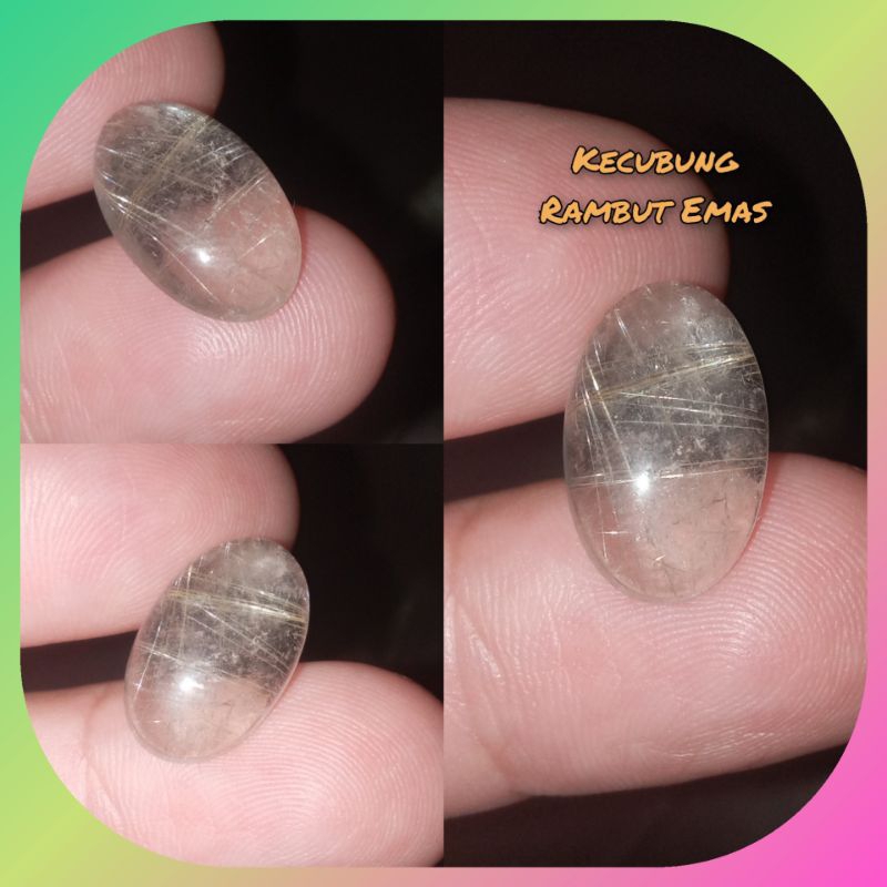 Batu Cincin Permata Kecubung Rambut Emas Natural