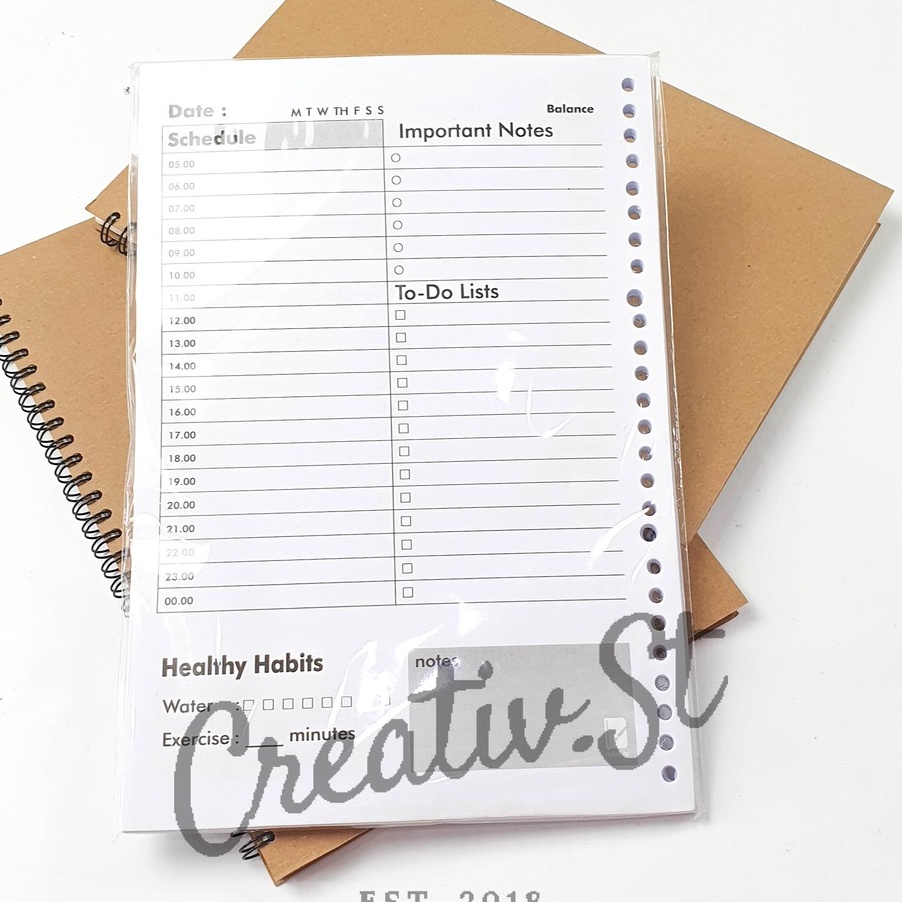 

Tawaran TulisId Basic Loose Leaf Cashbook Daily Weekly Monthly Planner 1 Gsm B5