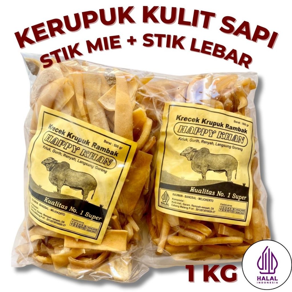 

Kerupuk Kulit Sapi Mentah 1kg / Rambak Sapi Mentah / Krecek Rambak Sapi Stik Lebar dan Stik Mie