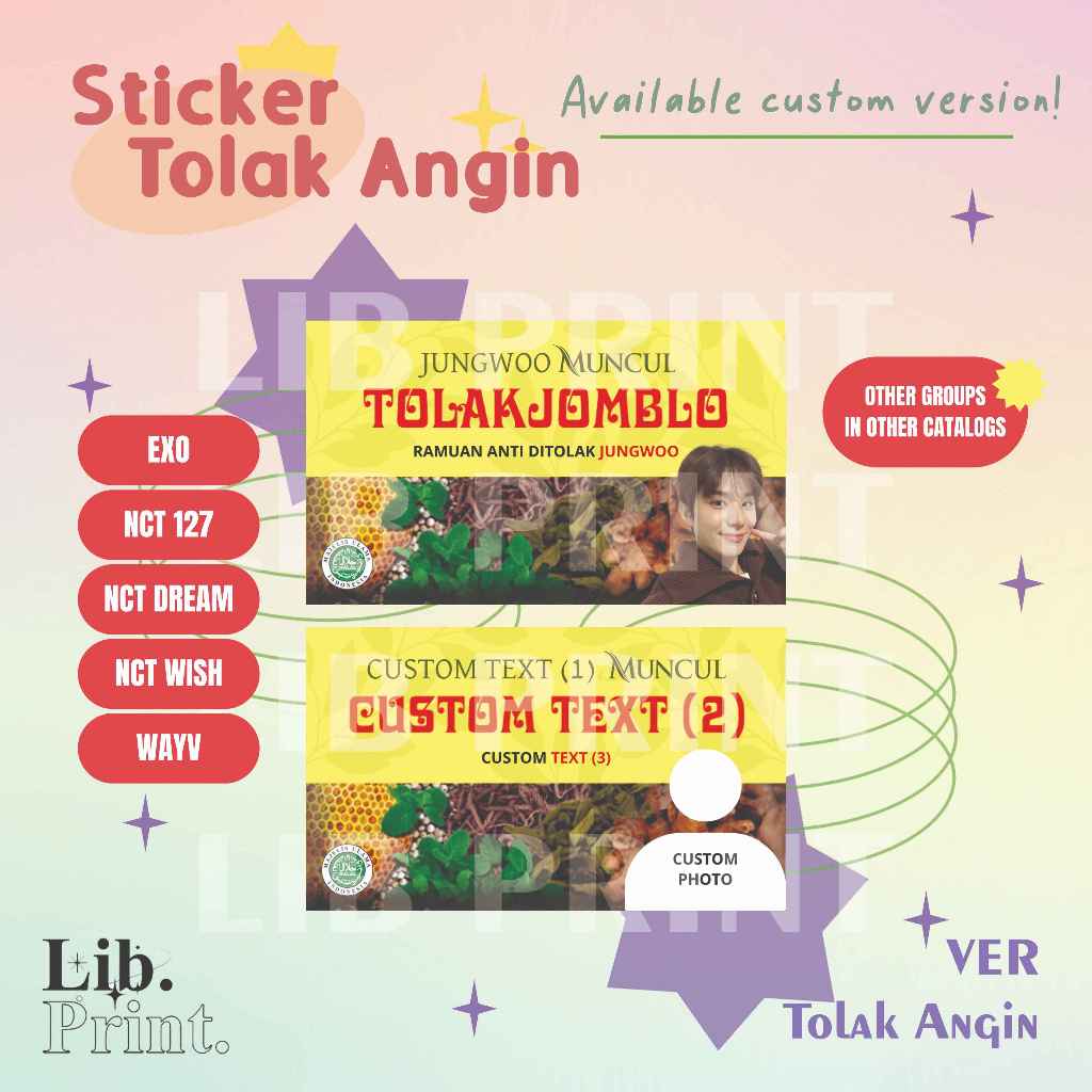 

STICKER TOLAK ANGIN CUSTOM NCT EXO NCT DREAM WAYV NCT 127 NCT WISH FREEBIES KONSER