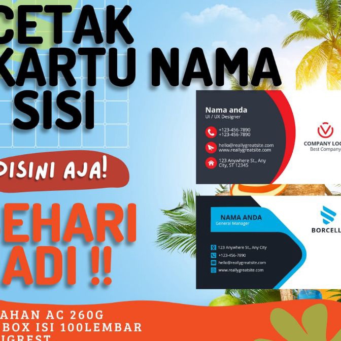 

HJ6 CETAK KARTU NAMA 1 sisi 1box isi 1lembar