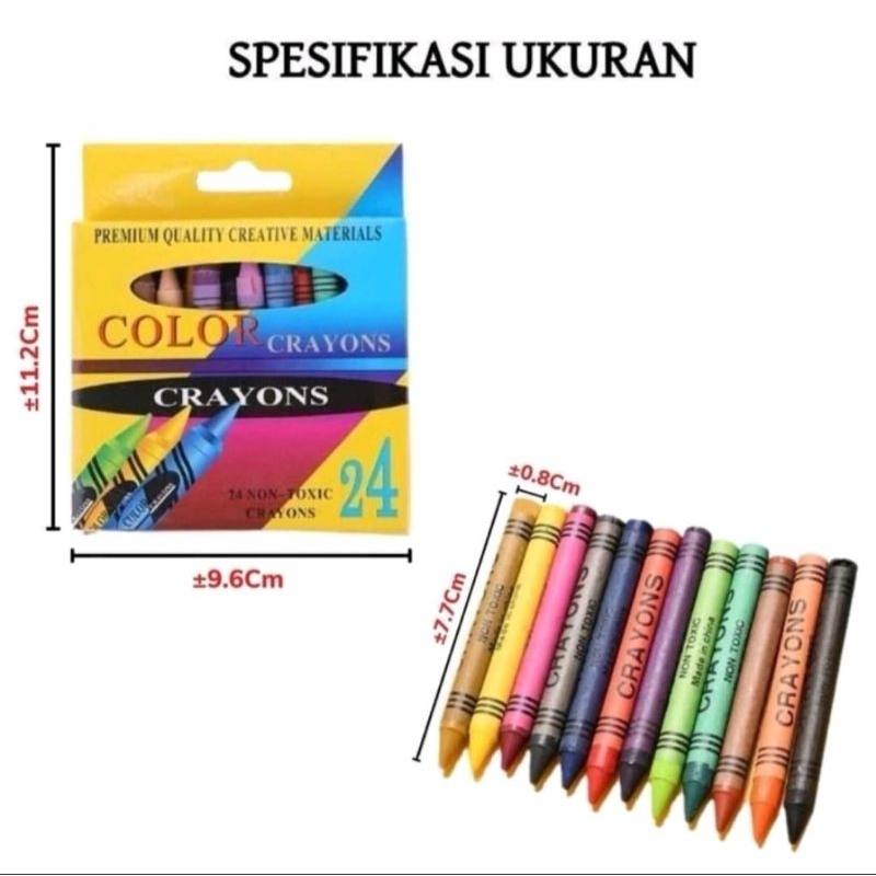 

Crayon Krayon isi 24pcs Pensil Anak Warna Tulis Gambar Box CrAyons Color Premium