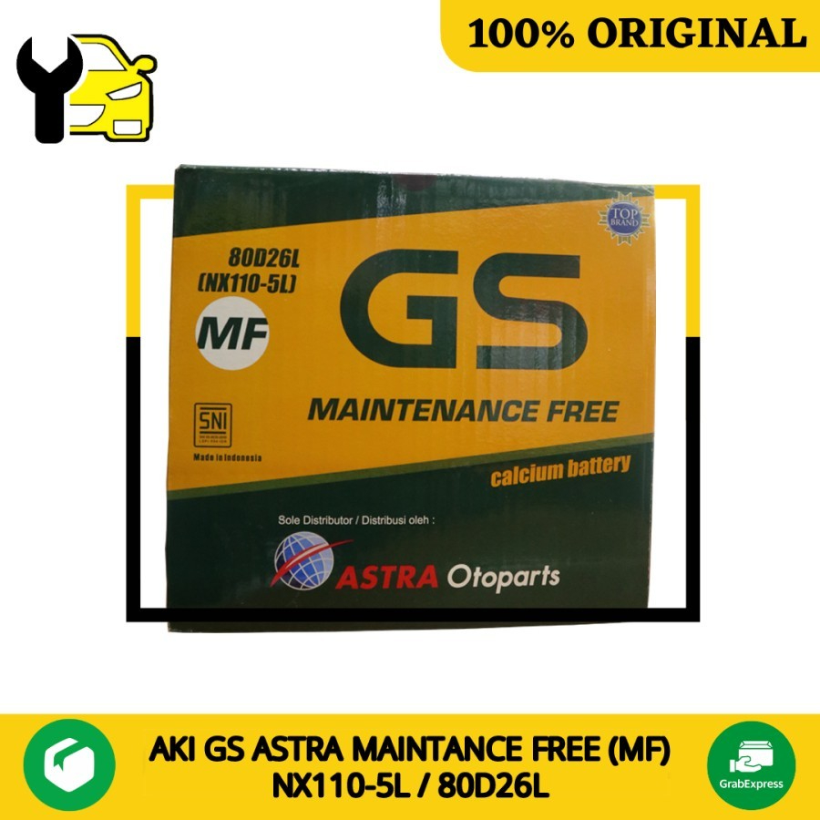 Aki Mobil Mazda CX7 CX9 GS ASTRA MF NX110-5L 80D26L 70Ah Gojek Grab