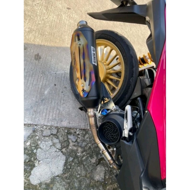 COVER/TAMENG DAN BREKET KNALPOT KENOCHI FULL TITANIUM FOR MIO BEAT SCOOPY GENIO MIO-J MIO-M3