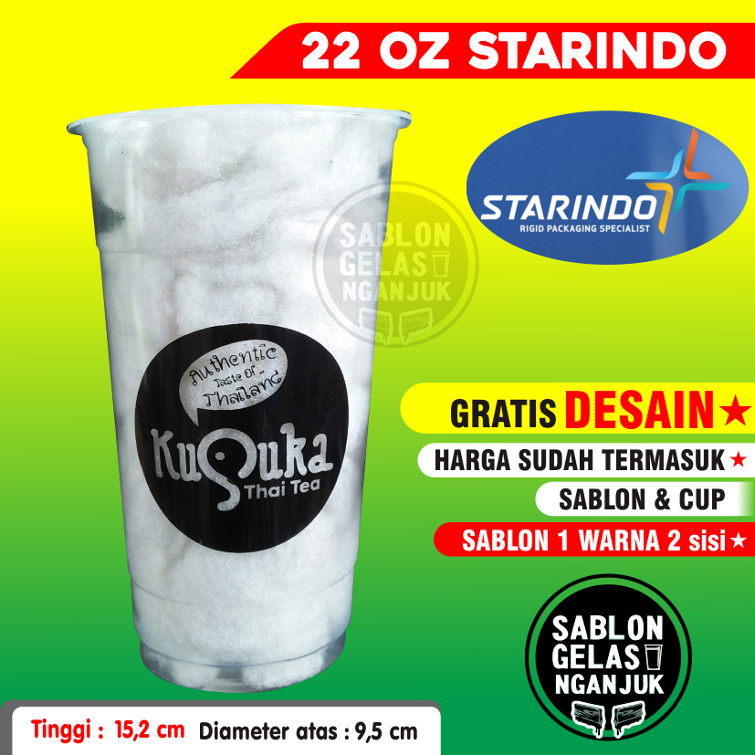 [Sablon Cup] Gelas ukuran 22oz  Starindo Tebal sablon 1 warna