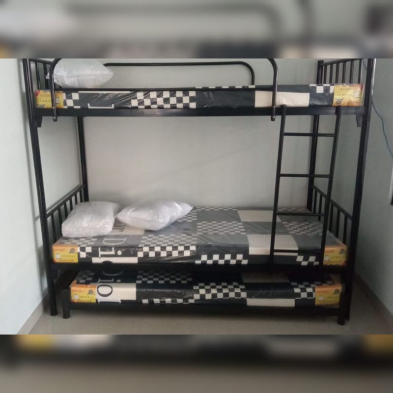 Ranjang 3 susun besi + kasur uk 100x200 komplit