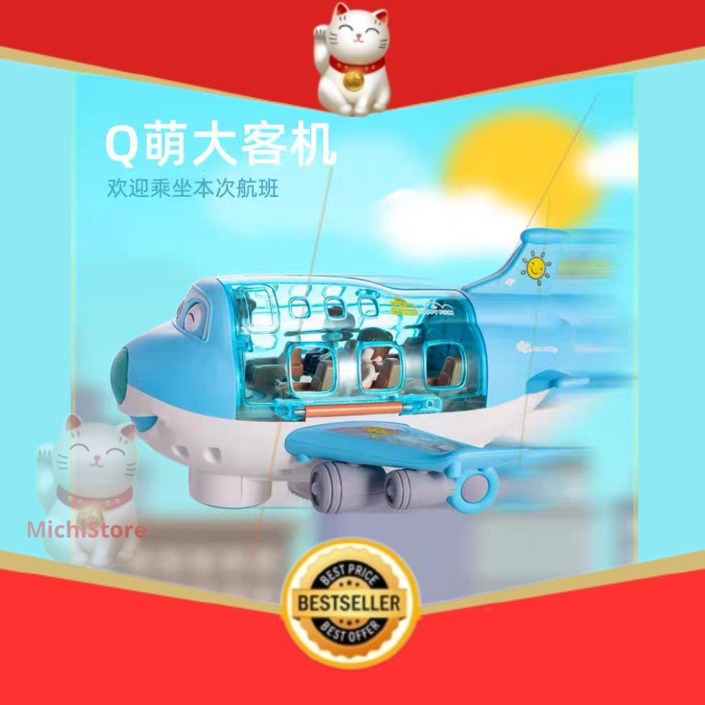 MAINAN PESAWAT TERBANG KARTUN AIRLINER PESAWAT MATA BISA  ADA MUSIKNYA