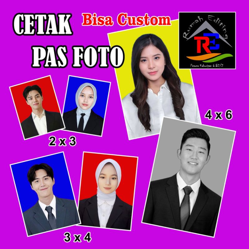 Cetak pas foto / Cetak foto ukuran 2x3 3x4 4x6