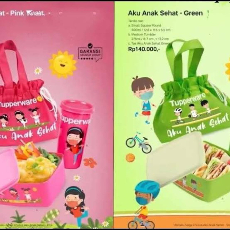 Tupperware botol tempat makan tas set Anak Sehat Tupperware