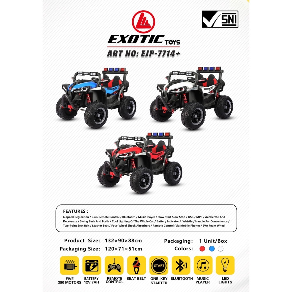 MOBIL AKI ANAK EXOTIC EJP 7714 + BAN KARET EVA MAINAN ANAK MOBILAN