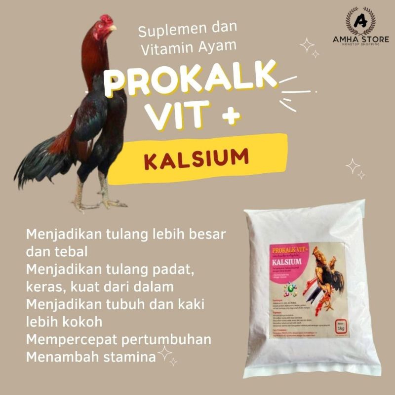 Prokalk Vit + kalsium suplemen dan vitamin ayam laga ayam jago ayam aduan