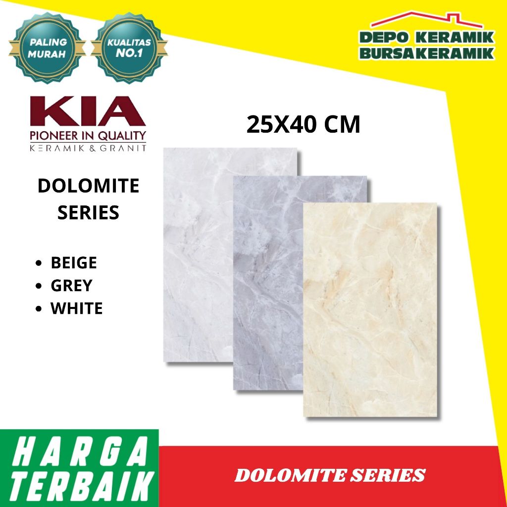 KIA 25X40 DOLOMITE EL BEIGE G1 / KIA 25X40 DOLOMITE EL WHITE G1 / KIA 25X40 DOLOMITE EL GREY G1