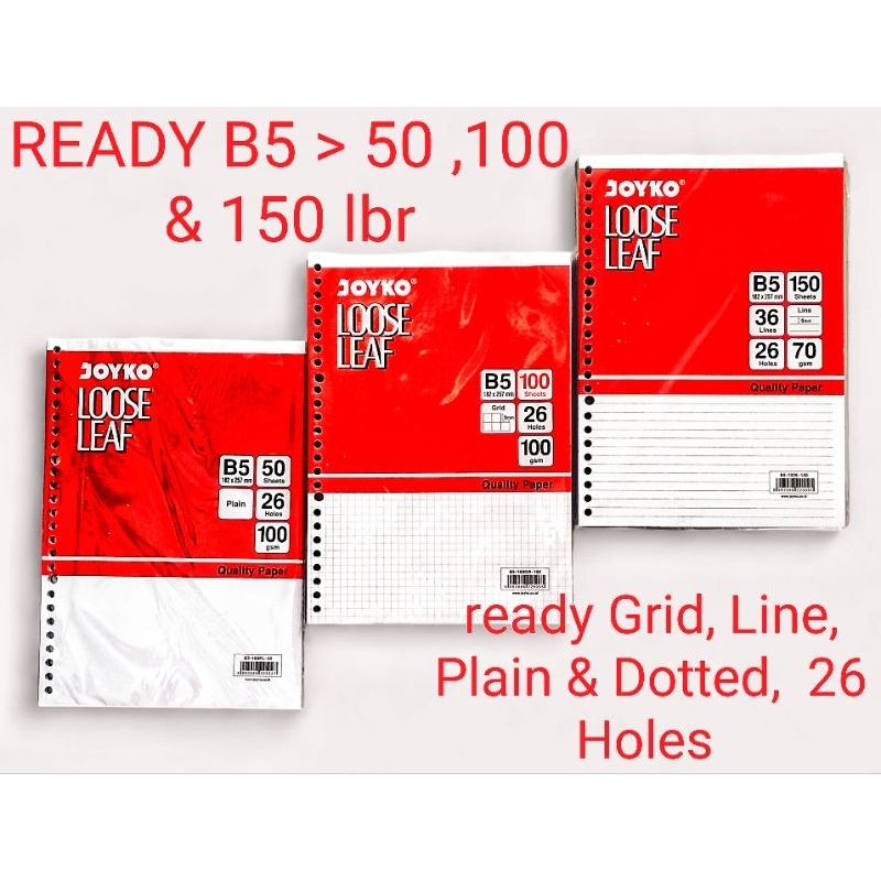 

Promo kertas loose leaf Binder B5 , 26 holes
