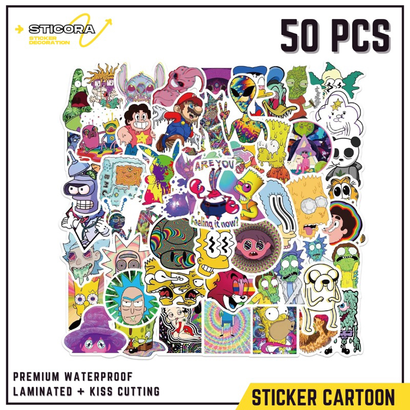 

[50 Pcs] Stiker Pack Kartun Aesthetic Vinyl Waterproof Laminated Dekorasi Laptop Handphone Thumblr