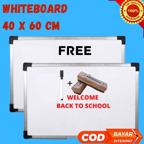 

PAPAN TULIS/WHITE BOARD DUA SISI SPIDOL DAN KAPUR 40 X 60 cm Free Spidol + Penghapus