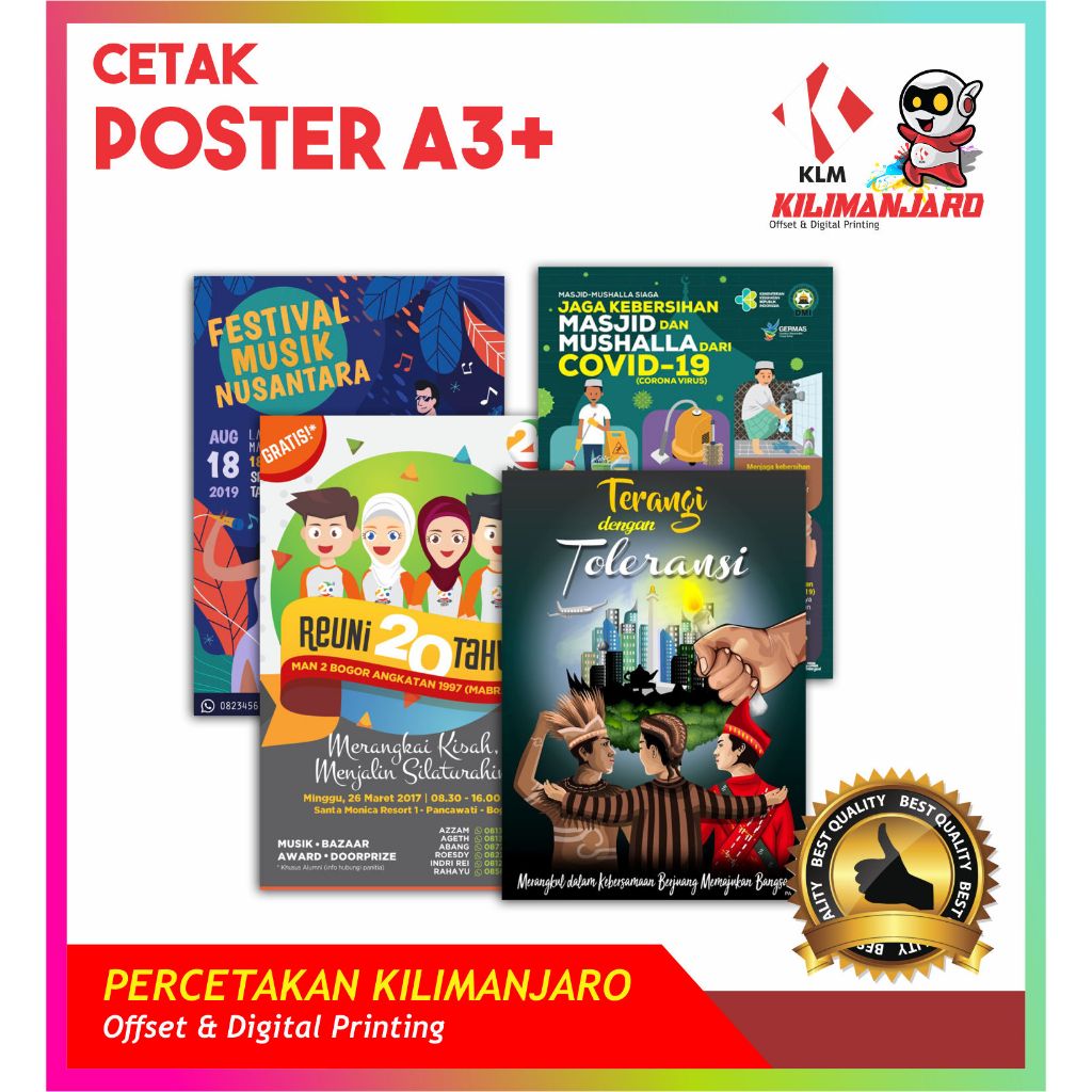 

CETAK POSTER A3+ BAHAN ART PAPER, DLL - EXPRESS & MURAH 1 HARI JADI