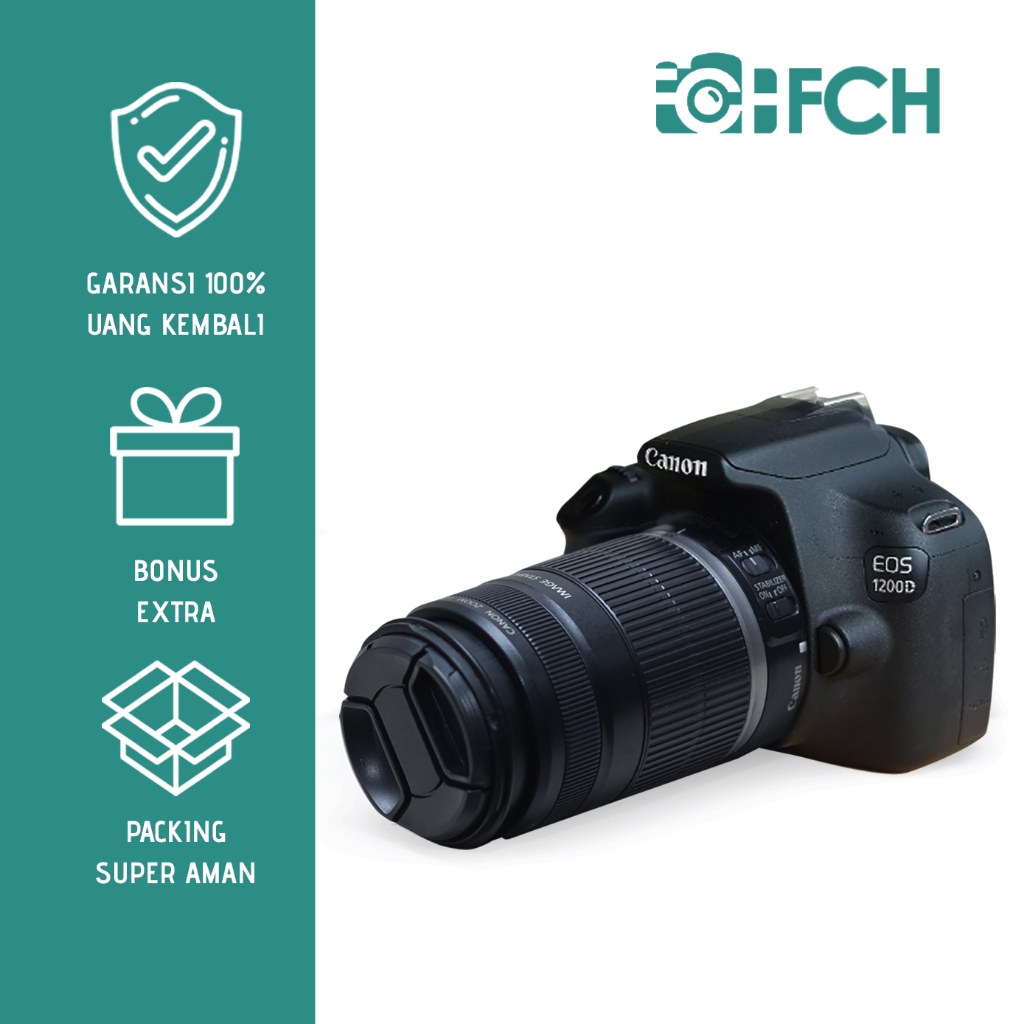 PAKET ZOOM CANON 1200D LENSA TELE 55-250MM MULUS SIAP PAKAI