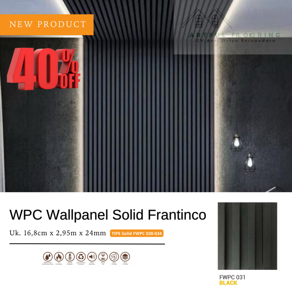 TERMURAH WPC SOLID Wall Panel 2,95 meter Frantinco Solid | Dekor Dinding Kayu