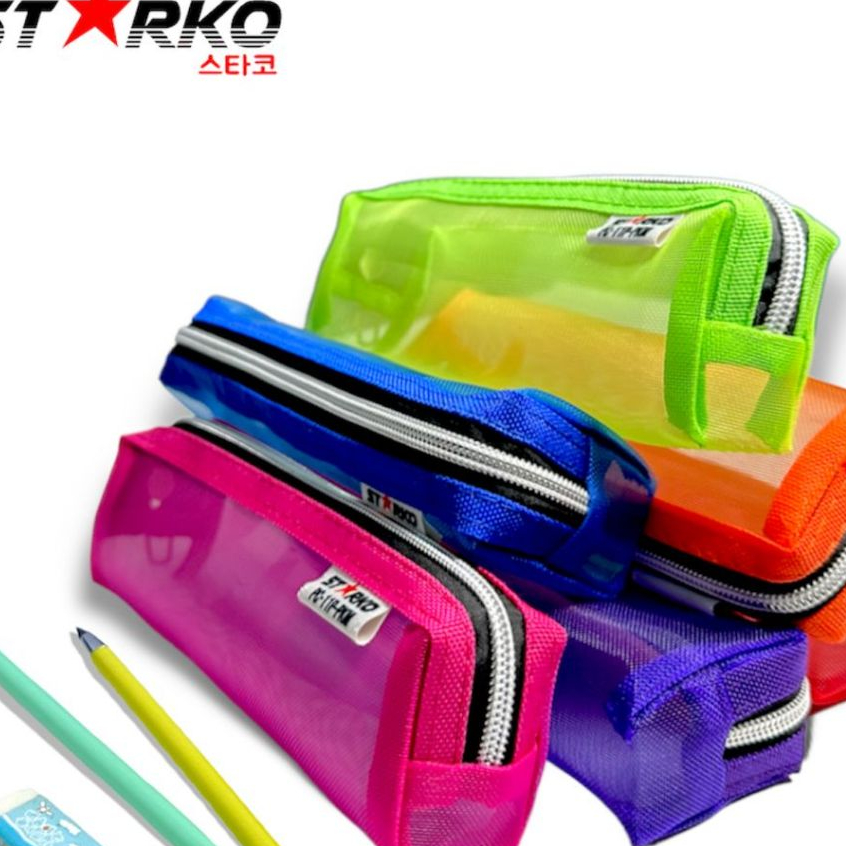 

Kotak Pensil Resleting Bahan Kain Jaring/kawat lunak (starko jaring)