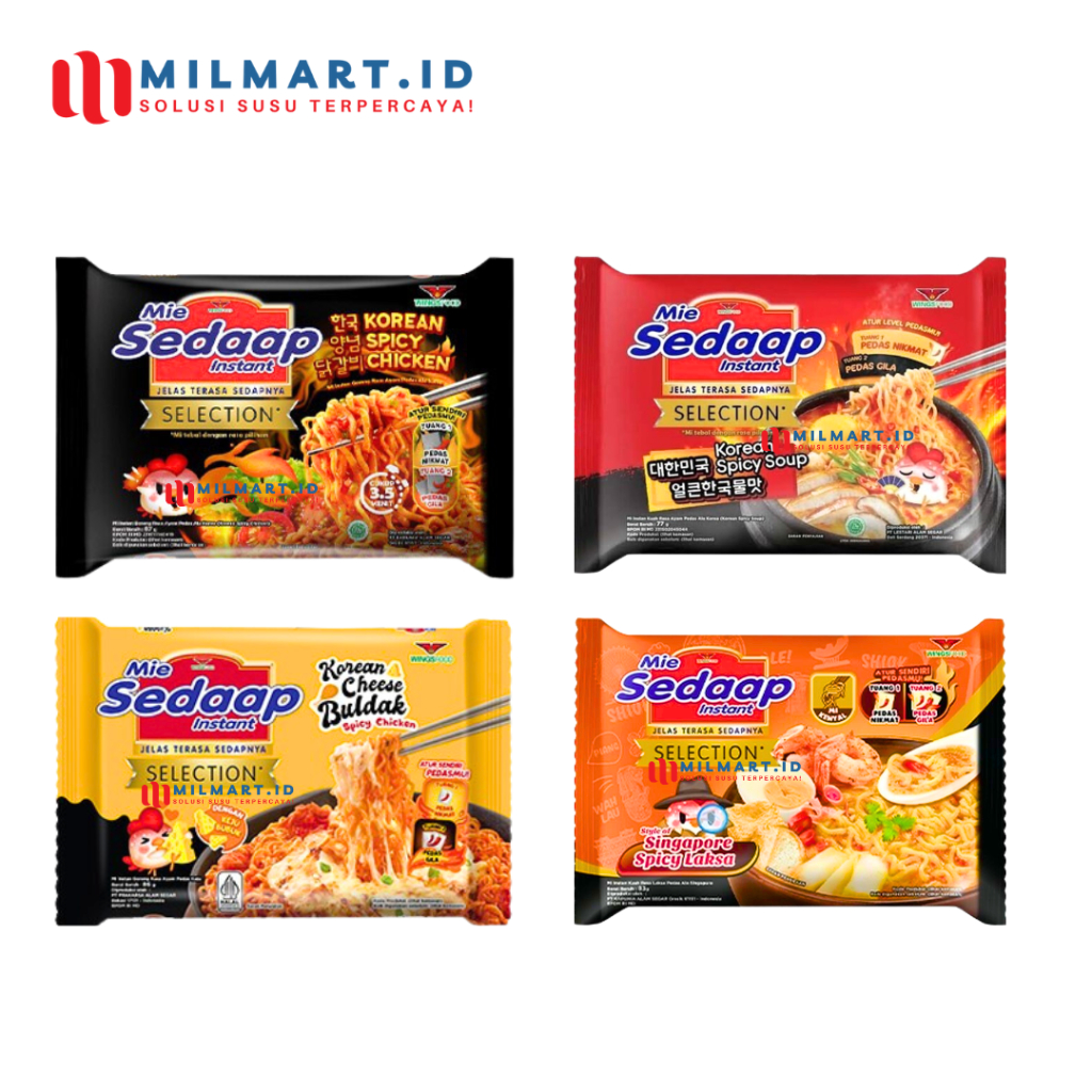 

2 PCS - MIE INSTANT SEDAAP SELECTION KOREAN CHEESE SINGAPORE SPICY LAKSA MEE INSTAN