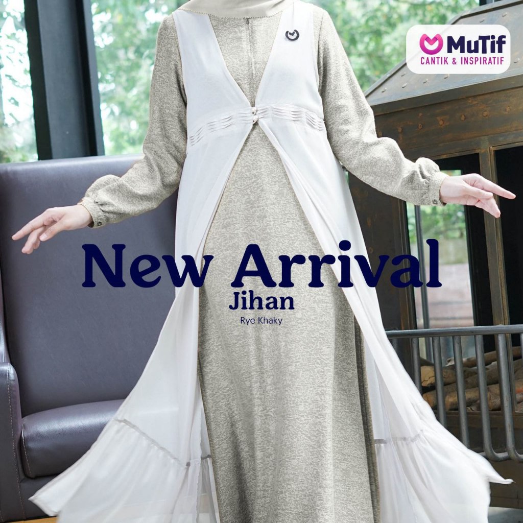MUTIF | Jihan - Grey Taupe | Dress Muslimah | Gamis MuTif / ORI 100%