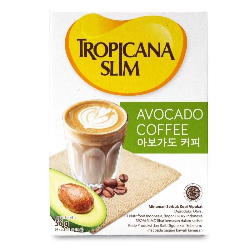 

Tropicana Slim AVOCADO COFFEE - 4 Sachets - BEBAS GULA SUGAR FREE