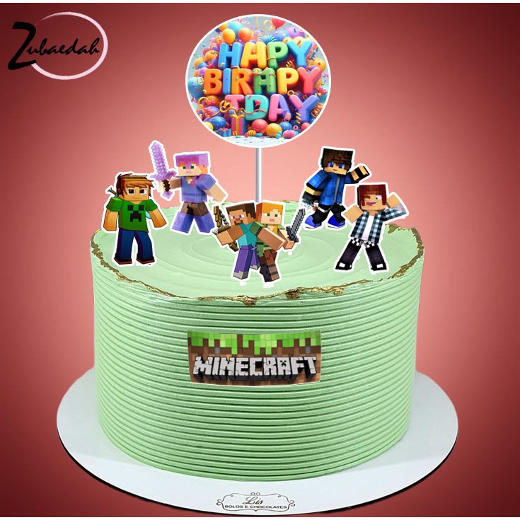 Toper STYROFOAM karakter MINIECRAFT hiasan tusuk kue ulang tahun decorasi cake