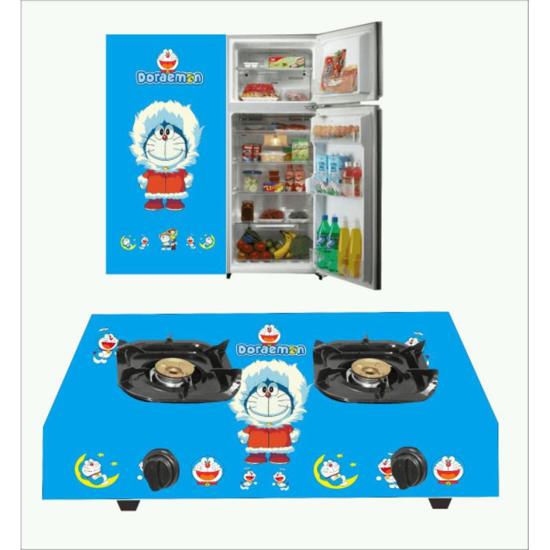 wallpaper stiker kulkas 1 pintu dan kompor 2 tunku