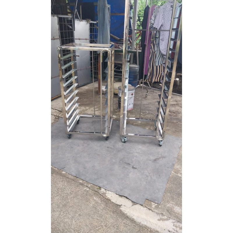 Rak Bakery 15 susun stainless steel + packing kayu