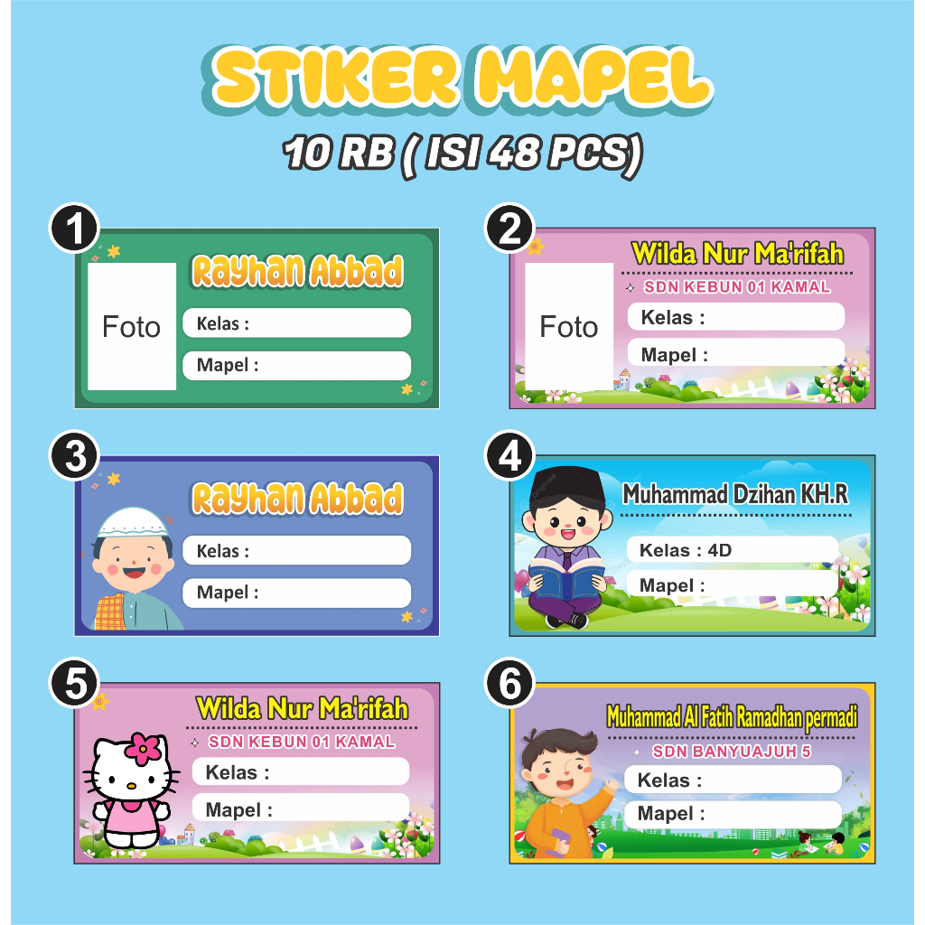 

STIKER NAMA BUKU / STIKER MATA PELAJARAN CUSTOME FOTO
