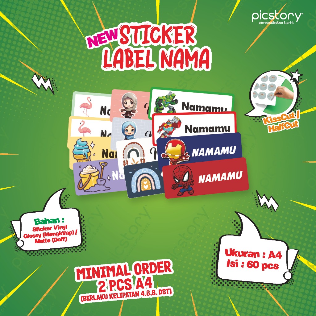 

Stiker Nama Anak - Sticker Label Nama Karakter Anti Air Waterproof