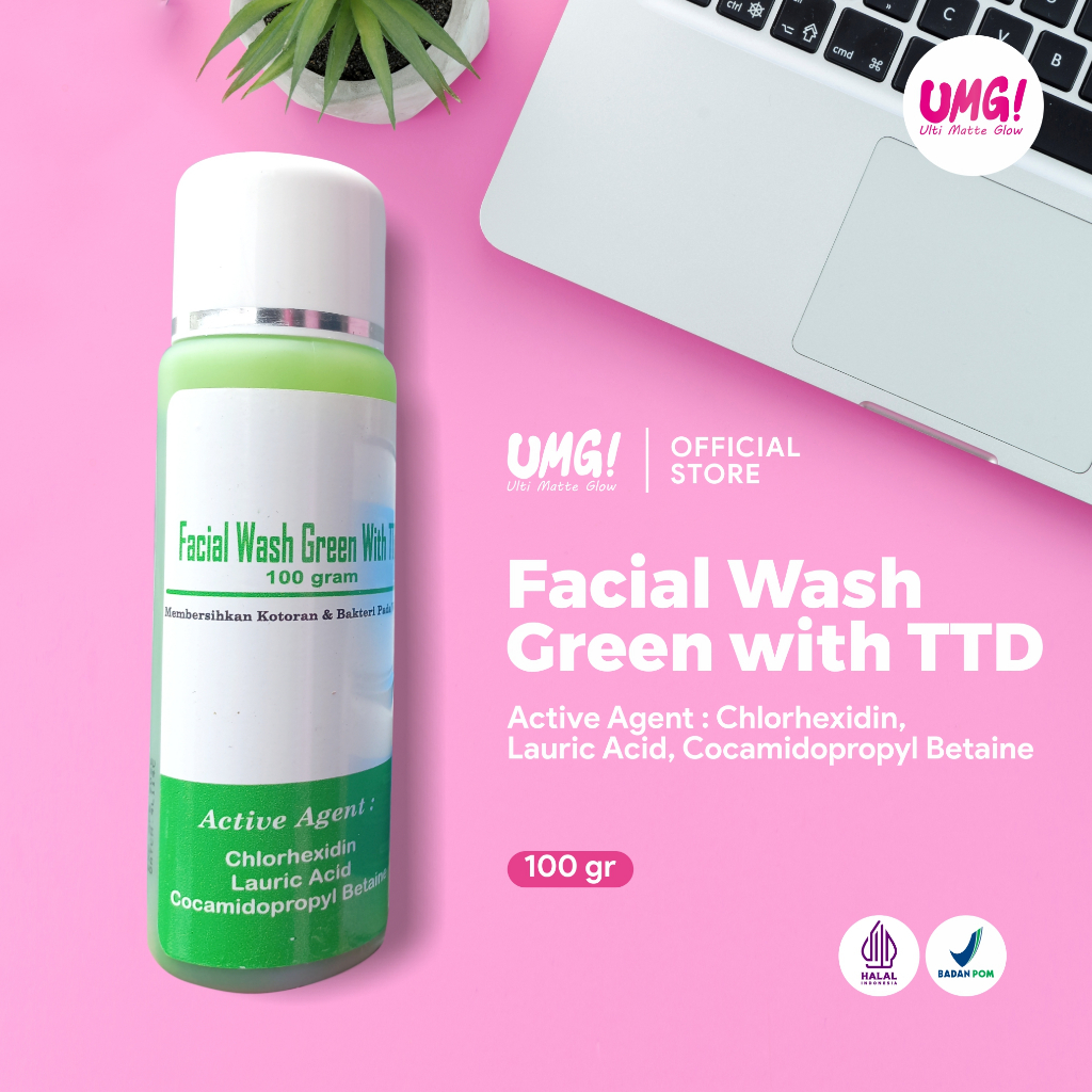 UMG Ulti Matte Glow (100ml) facial wash green with TTO (acne)