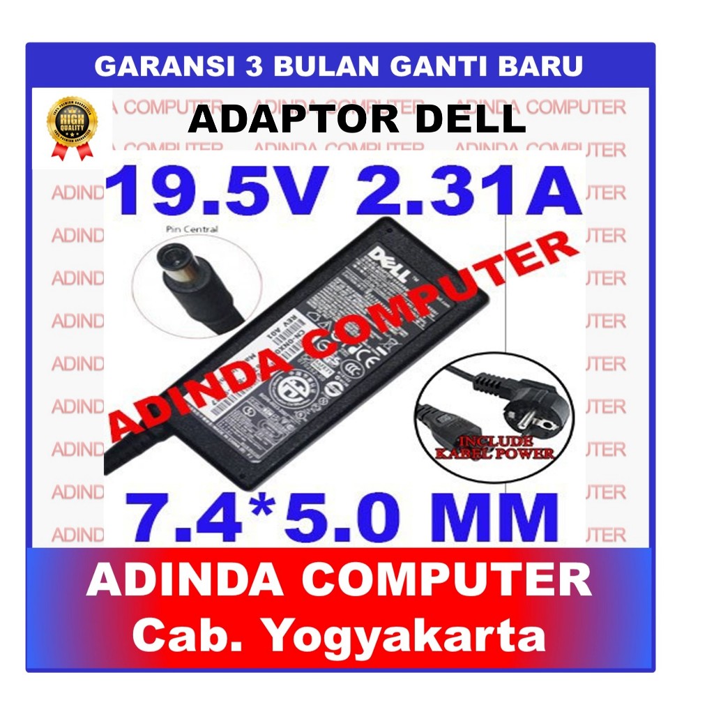 Adaptor Charger Dell 19.5V 2.31A 7.4x5.0MM Pin