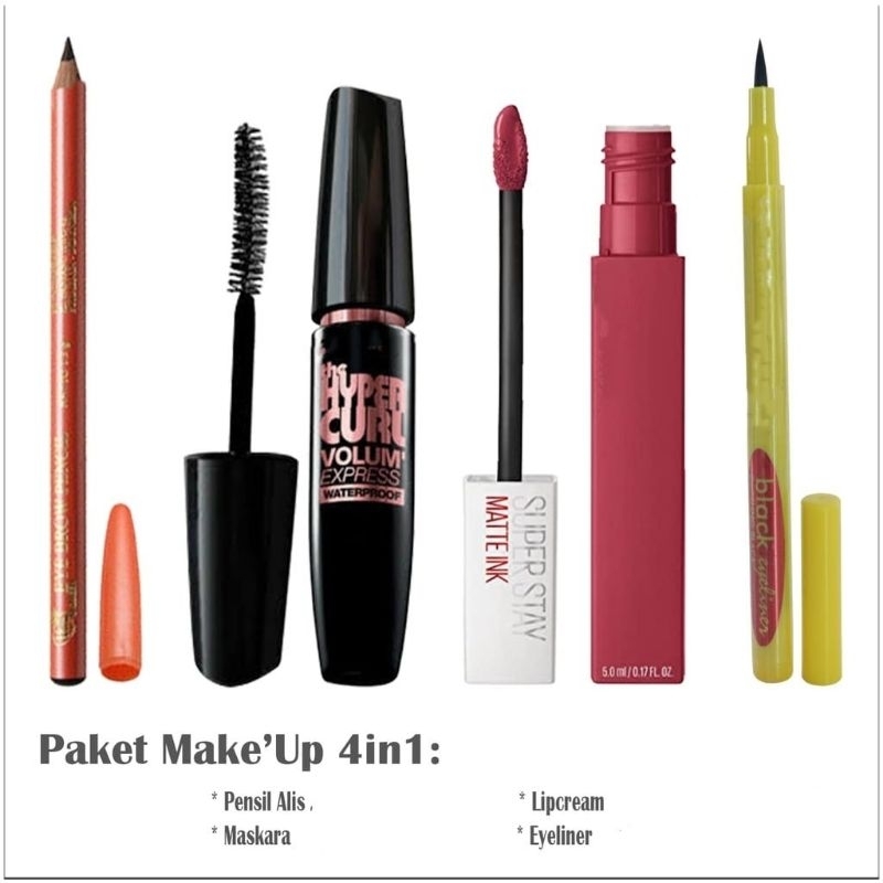 4IN1 LENGKAP MAKE Paket Makeup 4in1 Lengkap - Bedak, Lipstik, dan Alat Rias Wajah Praktis PAKET MAKE