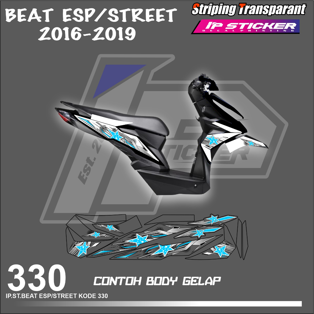 BEAT ESP/STREET 2016/2019  (COD) STIKER STRIPING MOTOR HONDA BEAT ESP/STREET  HOLOGRAM DAN TRANSPARA