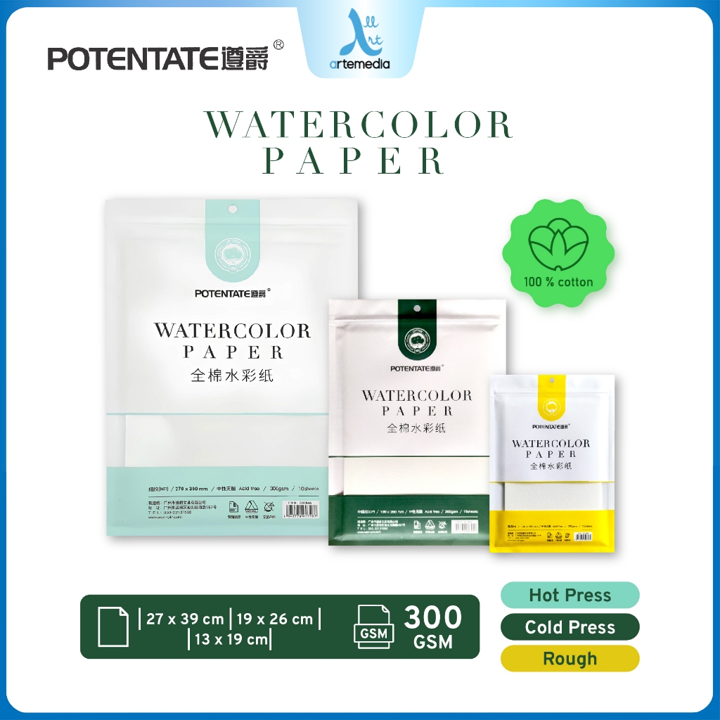 

Potentate Cotton Watercolor Paper Sheet Set Kertas Cat Air