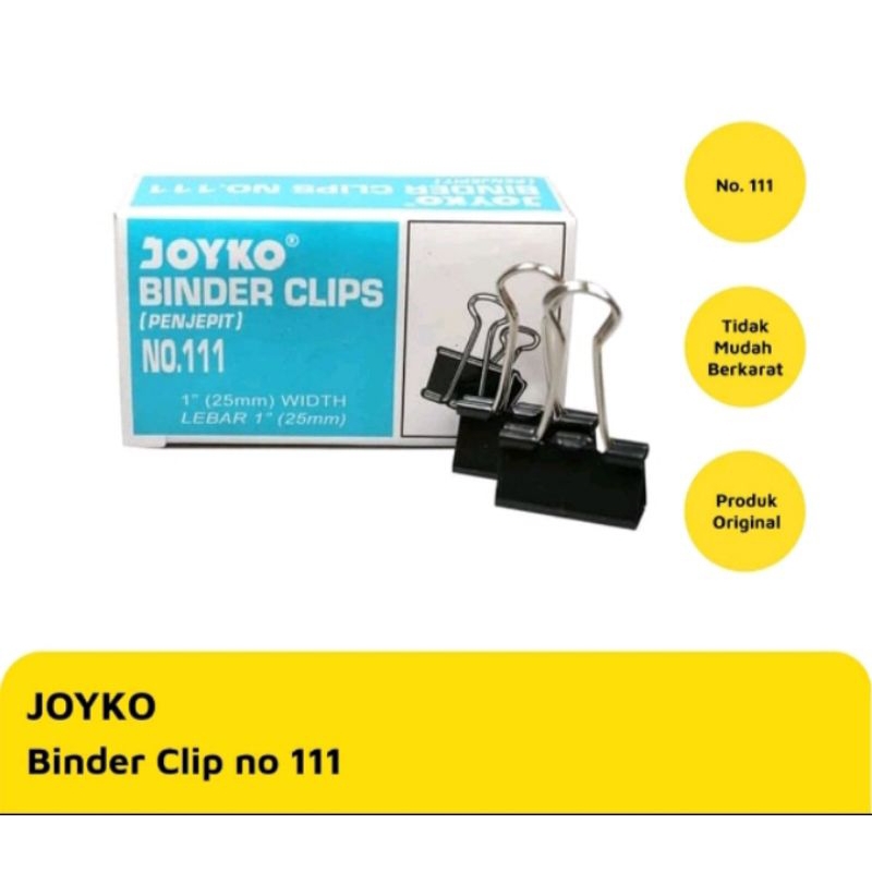 

Binder Clips Joyko No.111 - Penjepit Kertas 25MM - Penjepit Kertas Murah